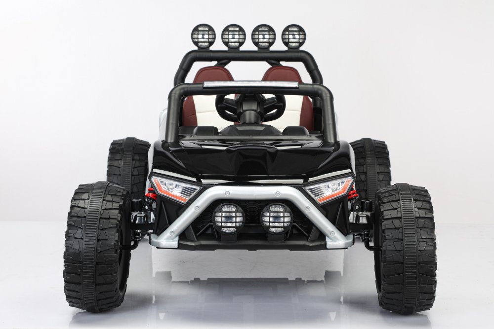 Nichiduta Masinuta electrica pentru copii cu telecomanda 24G Alaser Black2motoarex55WRoti EVA cu rulmentScaun din piele ecologicaSuspensiiLumini LED fataspateUsi cu deschidereFunctie leganareBara cu proiectoare