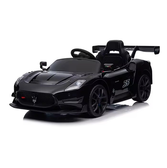 Nichiduta Masinuta electrica pentru copii Maserati MC20 GT2 Black 300W cu echipare Premium si licenta pornire la buton scaun din piele slow start lumini suspensii roti din spuma Eva si scaun piele