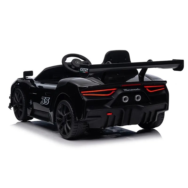 Nichiduta Masinuta electrica pentru copii Maserati MC20 GT2 Black 300W cu echipare Premium si licenta pornire la buton scaun din piele slow start lumini suspensii roti din spuma Eva si scaun piele