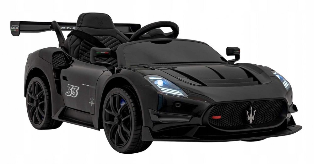 Nichiduta Masinuta electrica pentru copii Maserati MC20 GT2 Black 300W cu echipare Premium si licenta pornire la buton scaun din piele slow start lumini suspensii roti din spuma Eva si scaun piele
