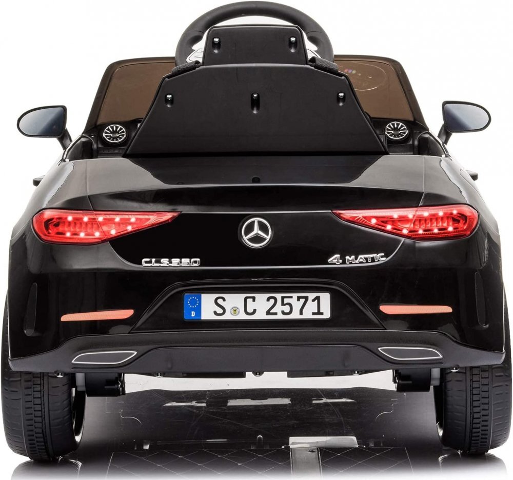Nichiduta Masinuta electrica pentru copii Mercedes CLS350 Black 12V 60Wtelecomandaunitate audio cu display si slot card usi cu deschiderefaruri led