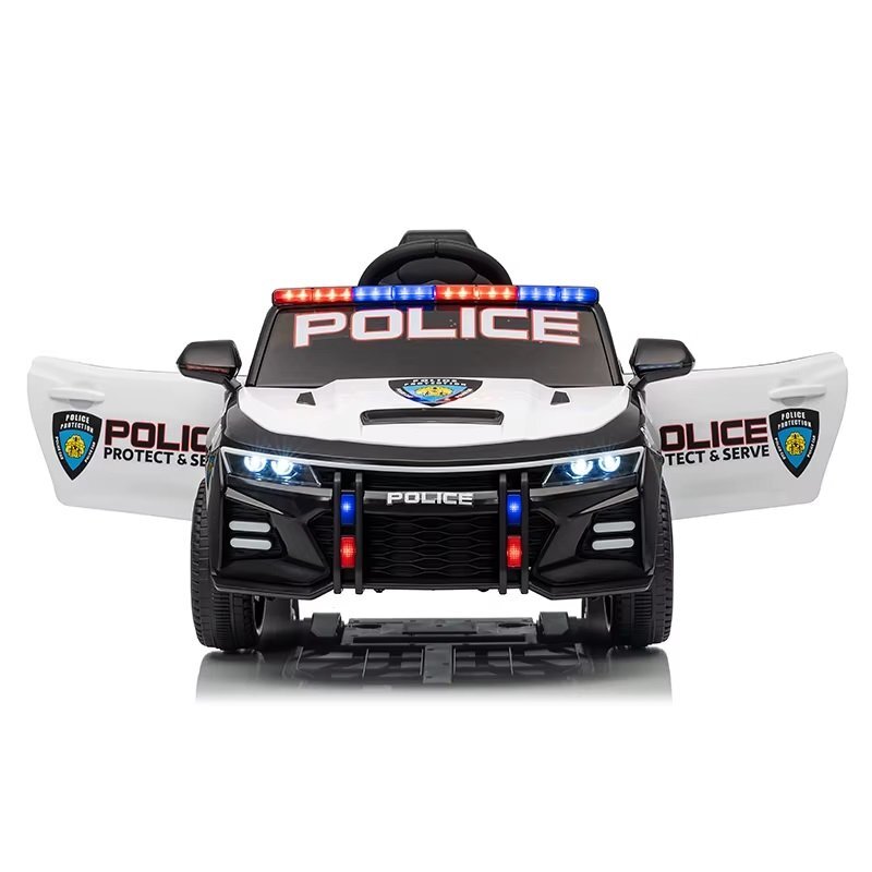 Nichiduta Masinuta electrica pentru copii Police Agency 24Vtelecomanda 2.4Gscaun din piele2 motoarefaruri led si lumini girofar politie muzicasuspensii