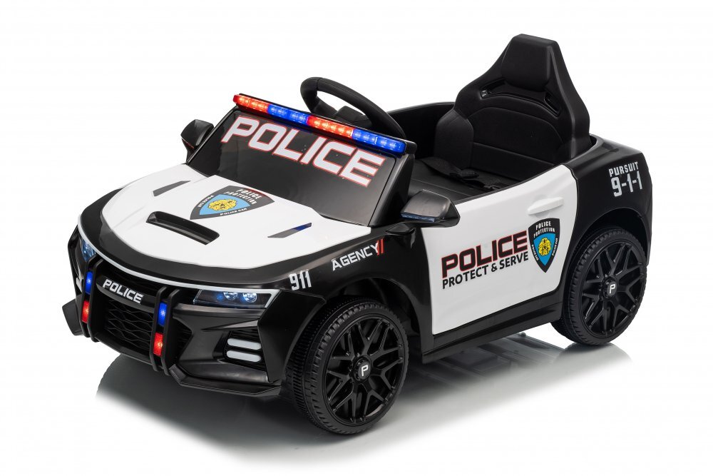 Nichiduta Masinuta electrica pentru copii Police Agency 24Vtelecomanda 2.4Gscaun din piele2 motoarefaruri led si lumini girofar politie muzicasuspensii