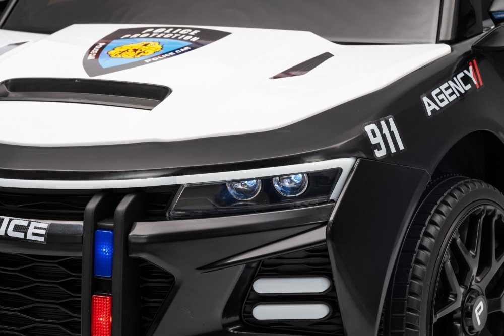 Nichiduta Masinuta electrica pentru copii Police Agency 24Vtelecomanda 2.4Gscaun din piele2 motoarefaruri led si lumini girofar politie muzicasuspensii