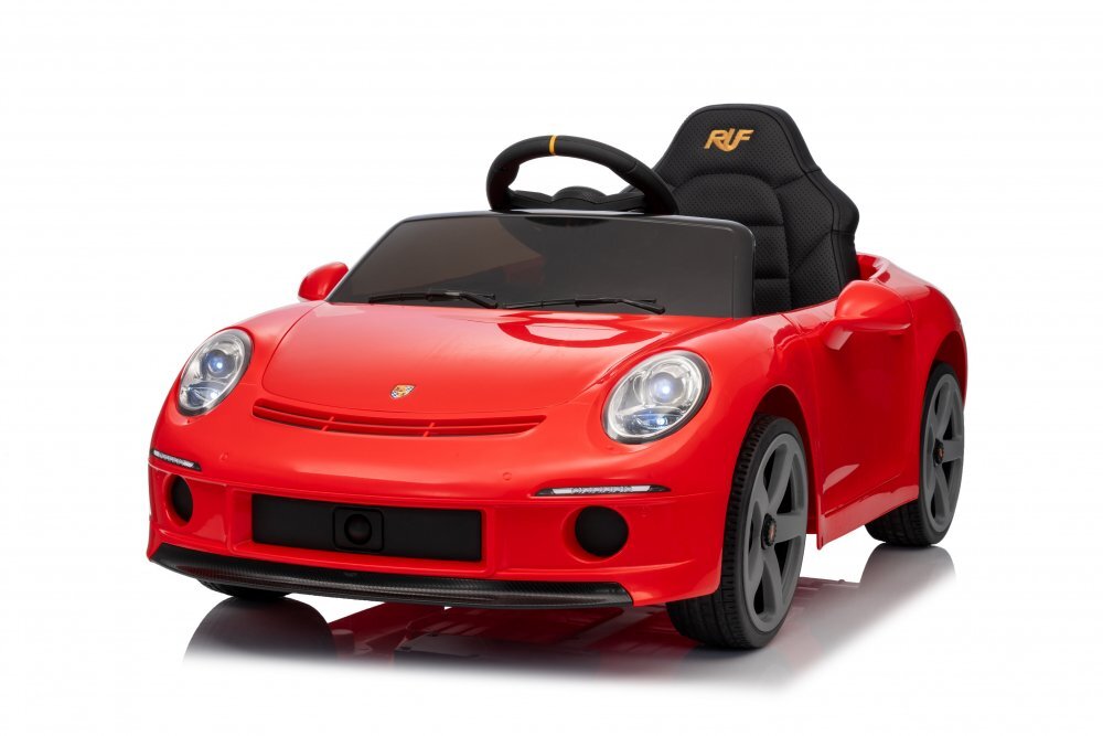Nichiduta Masinuta electrica pentru copii Porsche RUF GT Red cu licenta Telecomanda parinti 24G2 motoare x 45wAcumulator 12V4.5AhRoti EVAScaun din piele2 VitezeSistem trollerMP3USBBluetoothUsi cu deschidereSuspensii