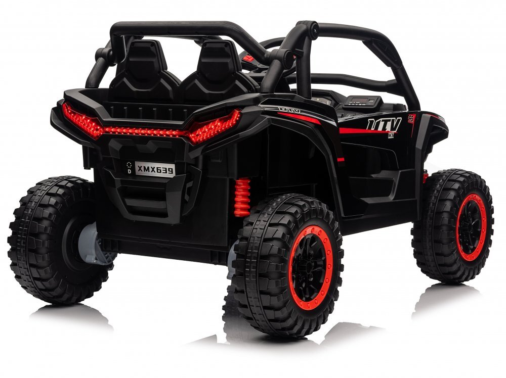 Nichiduta Masinuta electrica pentru copii Sport UTV KCK Black 4x4Telecomanda 2.4GAcumulator 24V 7Ah4x4 400wRoti din cauciuc EVAScaun din pieleSuspensiiFaruri cu lumini LEDMufa USBMP3BluetoothCentura siguranta