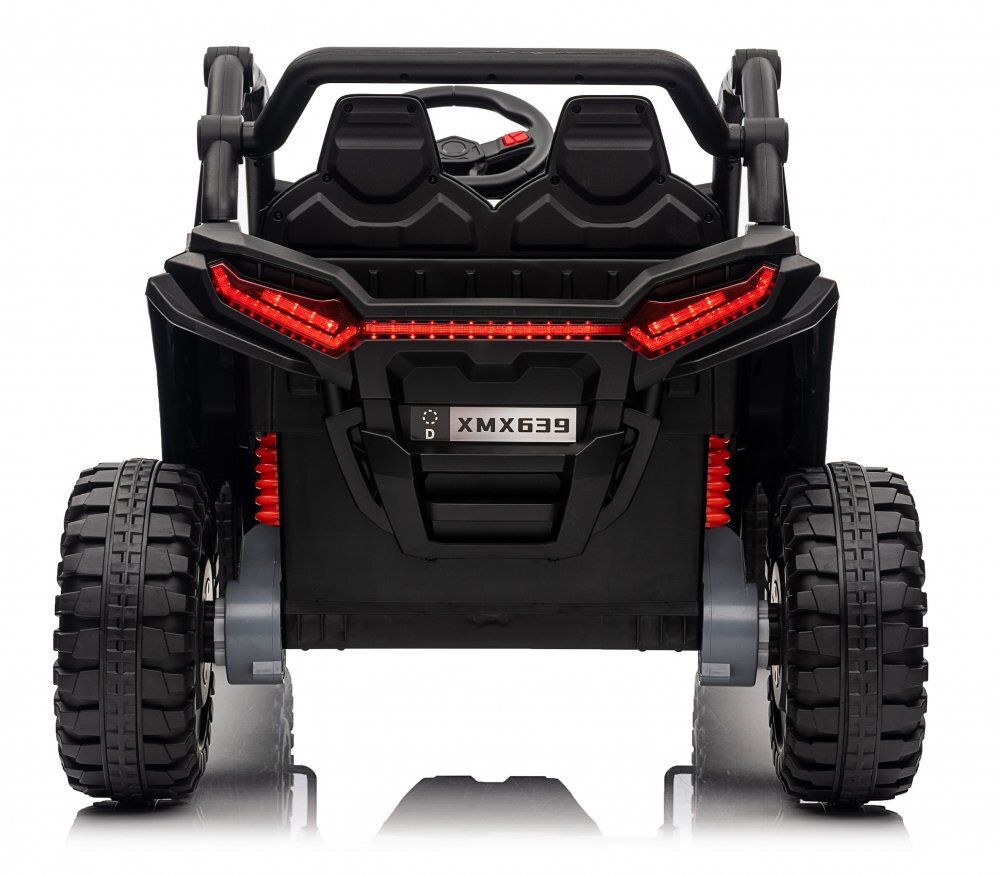 Nichiduta Masinuta electrica pentru copii Sport UTV KCK Black 4x4Telecomanda 2.4GAcumulator 24V 7Ah4x4 400wRoti din cauciuc EVAScaun din pieleSuspensiiFaruri cu lumini LEDMufa USBMP3BluetoothCentura siguranta