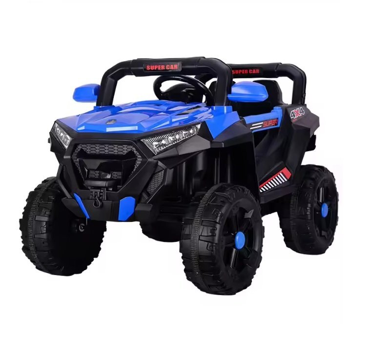Nichiduta Masinuta electrica pentru copii Super Car Blue 12V 70W cu telecomanda scaun din piele functii muzicale slow start Usb si lumini