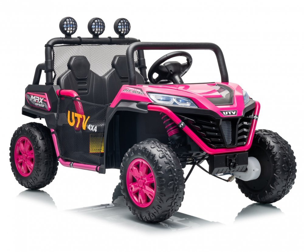 Nichiduta Masinuta electrica pentru copii UTV Max Speed Rose Red 4x4 cu telecomandaacumulator 24Vfaruri ledRoll bar cu proiectoare ledroti robusteportbagaj