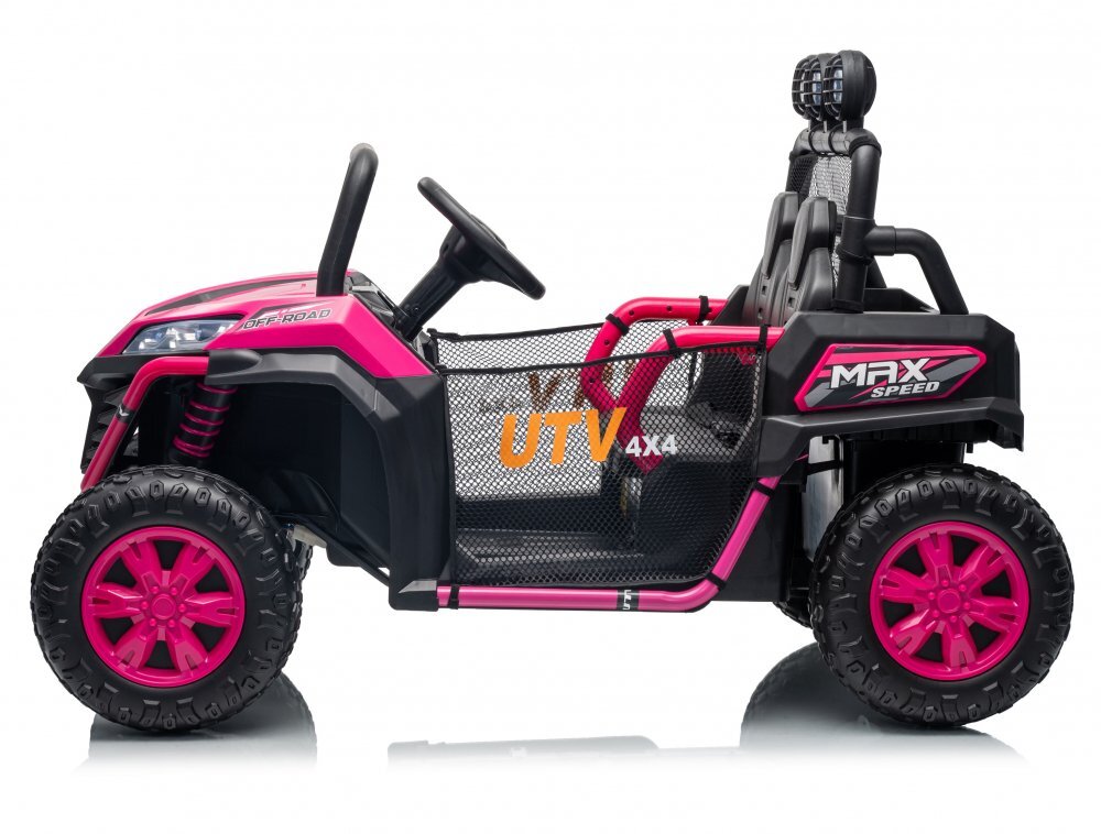 Nichiduta Masinuta electrica pentru copii UTV Max Speed Rose Red 4x4 cu telecomandaacumulator 24Vfaruri ledRoll bar cu proiectoare ledroti robusteportbagaj