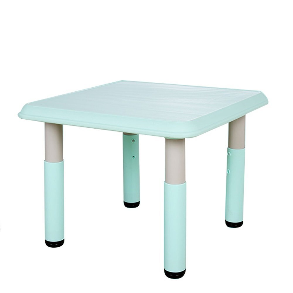 Nichiduta Masuta din plastic pentru copii 60x60 cm cu inaltime reglabila pe 7 nivelemargini rotunjitepicioare antiderapante pentru activitati acasacresa sau gradinita Blue