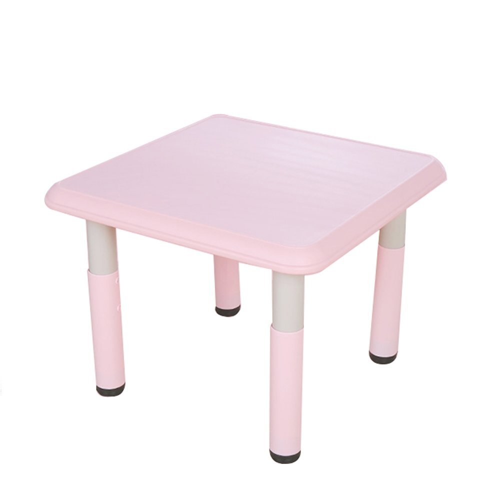 Nichiduta Masuta din plastic pentru copii 60x60 cm cu inaltime reglabila pe 7 nivelemargini rotunjitepicioare antiderapante pentru activitati acasacresa sau gradinita Pink