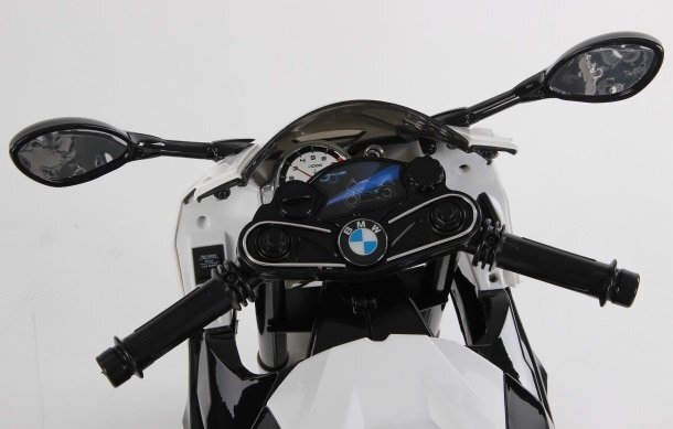Nichiduta Motocicleta electrica pentru copii 12V 90W BMW 528 RR cu pornire la cheie roti eva si scaun de piele doua motoare puternice si cric pliabil