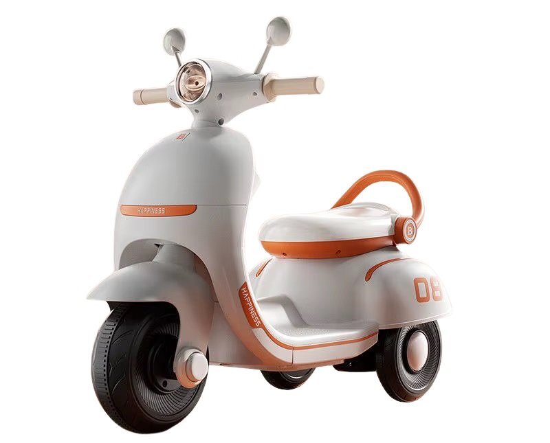 Nichiduta Motocicleta electrica pentru copii Happiness Orange acumulator 6V4Ah sezut confortabil roti rezistente manere ergonomice