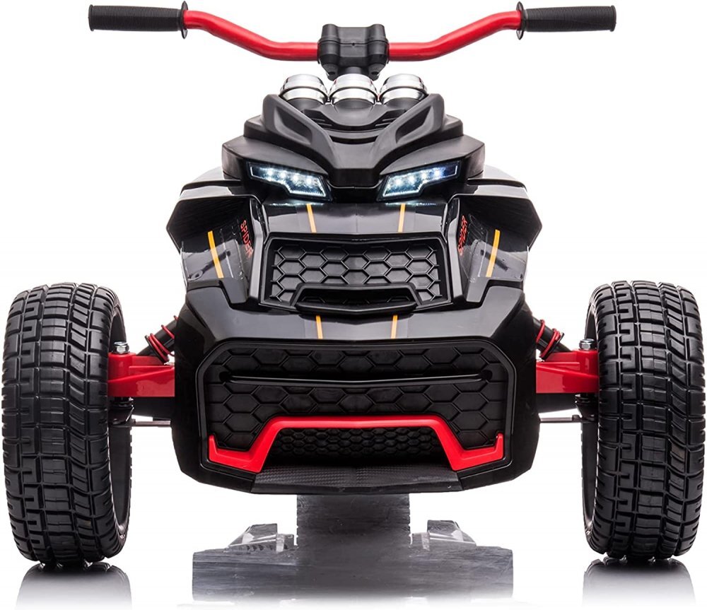 Nichiduta Motocicleta electrica pentru copii Spider Black 90W cu lumini pornire la buton sunete lumini si mufa Usb