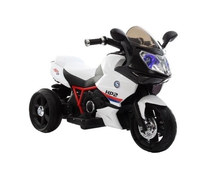 Nichiduta Motocicleta electrica pentru copii Sport HP2 70W White cu unitate audio Mp3 si lumini led portbagaj si roti rezistente