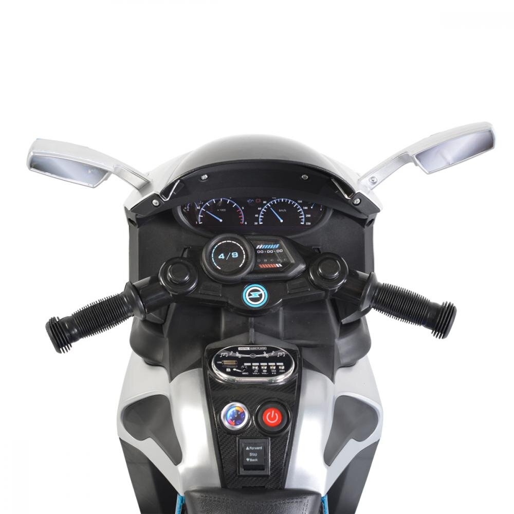 Nichiduta Motocicleta electrica pentru copii Sport HP2 70W White cu unitate audio Mp3 si lumini led portbagaj si roti rezistente