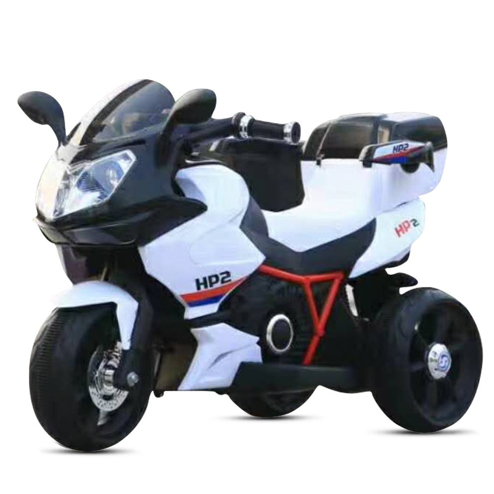 Nichiduta Motocicleta electrica pentru copii Sport HP2 70W White cu unitate audio Mp3 si lumini led portbagaj si roti rezistente
