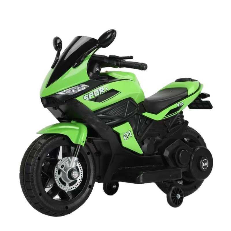 Nichiduta Motocicleta electrica pentru copii Storm Green motor 38wscaun confortabil din piele ecologicaroti ajutatoareoglinzi retrovizoarelumini LEDmuzicapornire la butonsuport picioaremanere ergonomice