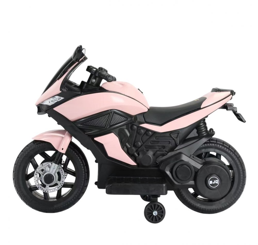Nichiduta Motocicleta electrica pentru copii Storm Pink motor 38wscaun confortabil din piele ecologicaroti ajutatoareoglinzi retrovizoarelumini LEDmuzicapornire la butonsuport picioaremanere ergonomice