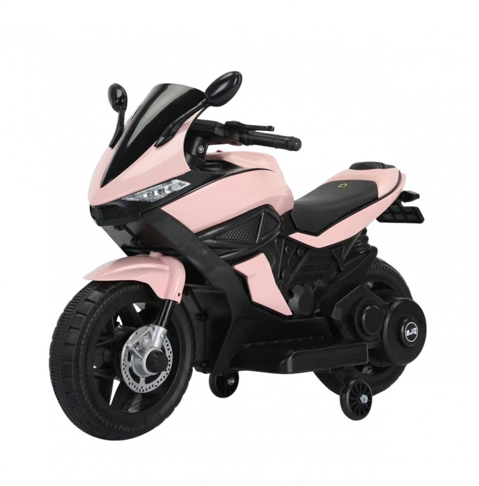 Nichiduta Motocicleta electrica pentru copii Storm Pink motor 38wscaun confortabil din piele ecologicaroti ajutatoareoglinzi retrovizoarelumini LEDmuzicapornire la butonsuport picioaremanere ergonomice