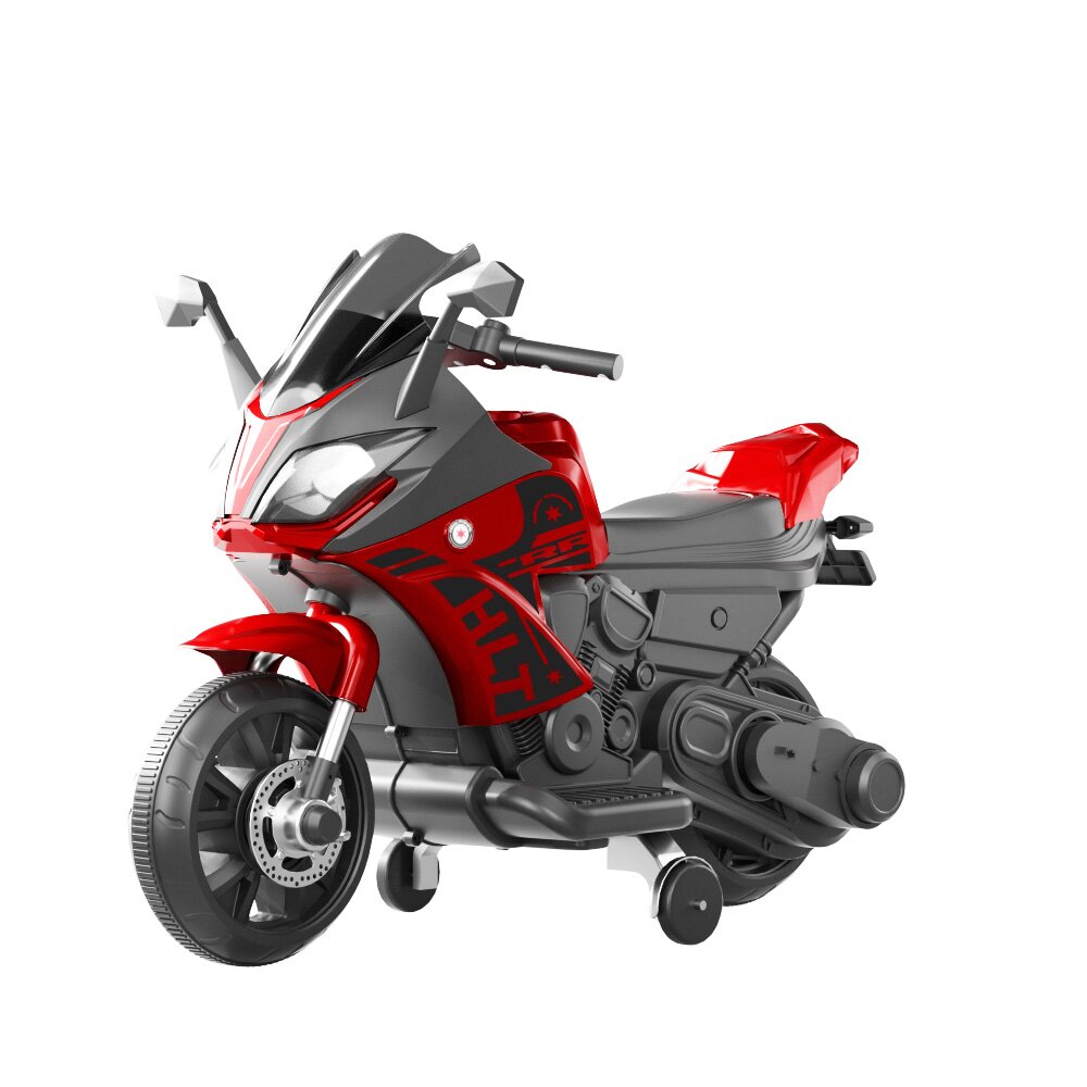 Nichiduta Motocicleta electrica pentru copii Thunder paint Metallic Red cu roti ajutatoarescaun din piele ecologicamotor 35wacumulator 6V4Ahlumini LEDoglinzi retrovizoareroti din plastic rezistentmuzica