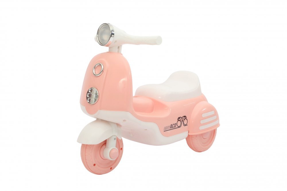 Nichiduta Motocicleta RideON fara pedale pentru copii BabyRide Pink cu far lumina LED muzica sezut ergonomic cu spatiu depozitare sistem de siguranta antirasturnare