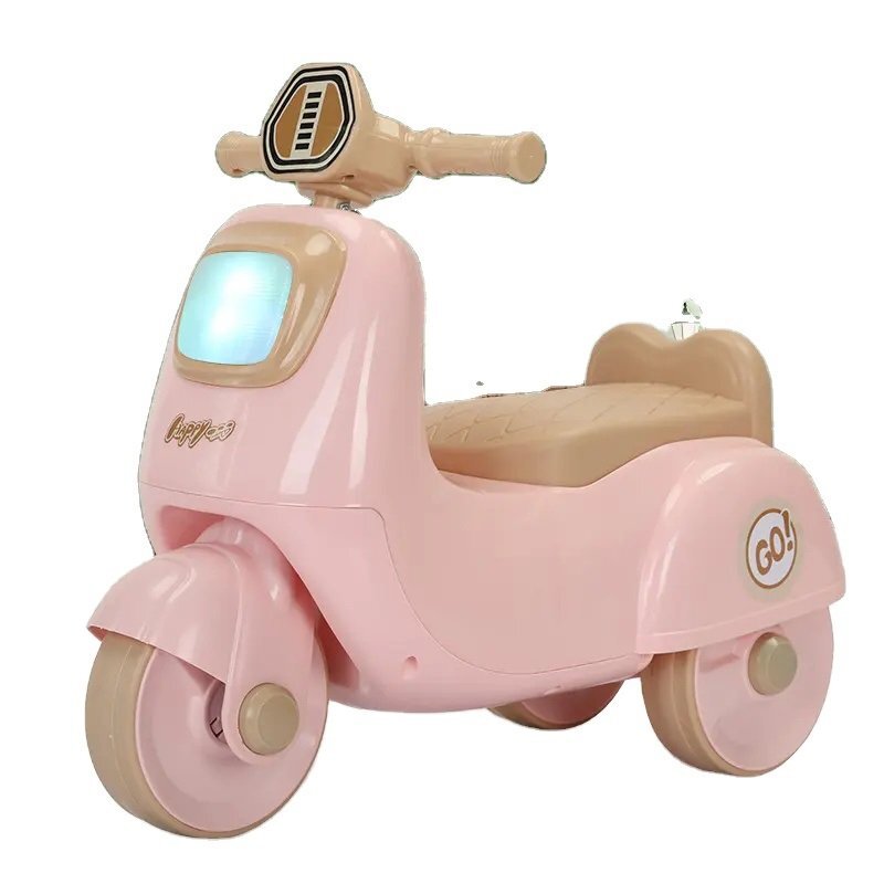 Nichiduta Motocicleta RideON fara pedale pentru copii Happy Lets GO Pink cu far lumina LED muzica sezut ergonomic cu spatiu depozitare sistem de siguranta antirasturnaredimensiune 53x26x53 cm