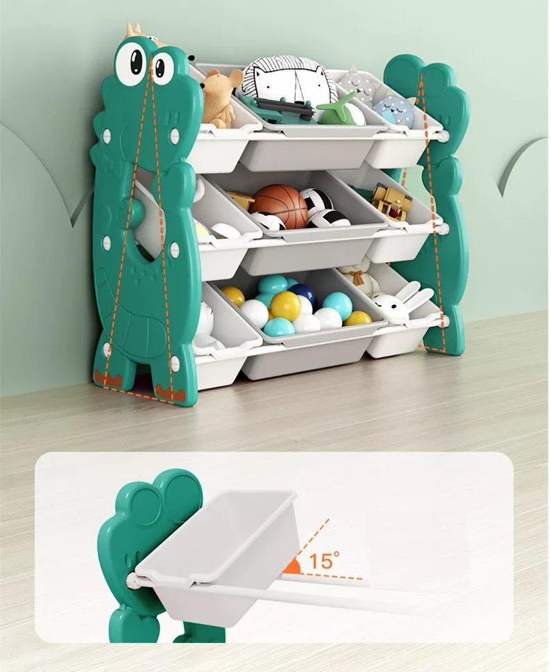 Nichiduta Organizator jucarii cu 7 cutii Dinosaur Verde