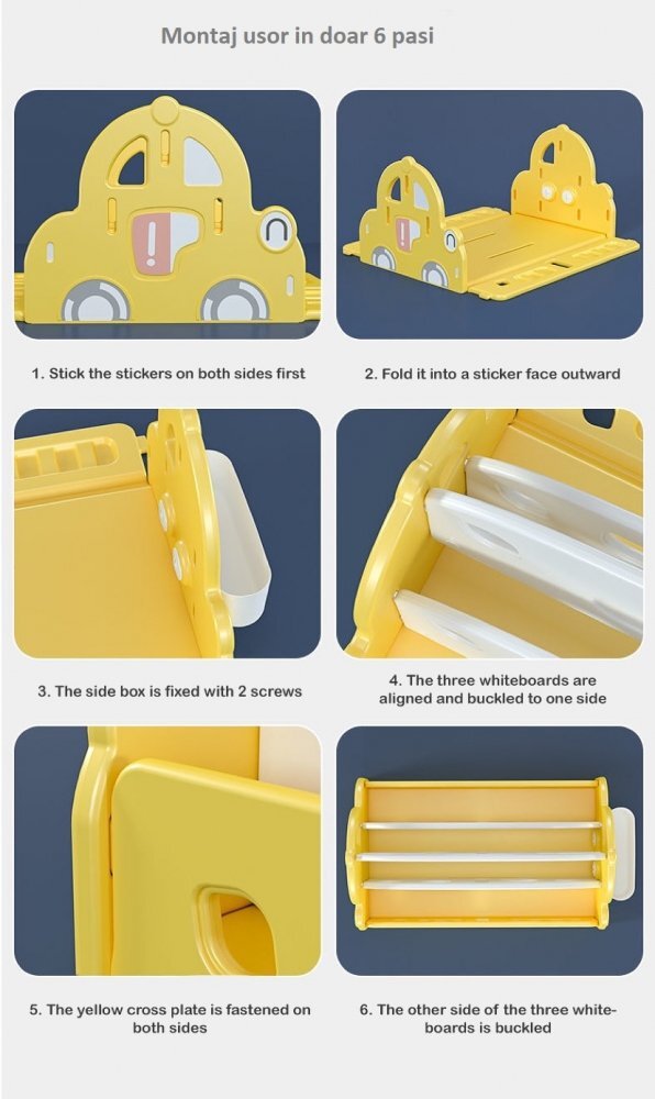 Nichiduta Organizator pentru carti Happy Car Yellow