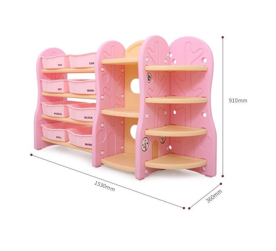 Nichiduta Organizator pentru jucarii si rechizite cu polite si 8 cutii depozitare Tree Peach Pink