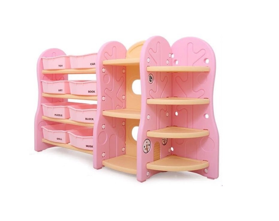 Nichiduta Organizator pentru jucarii si rechizite cu polite si 8 cutii depozitare Tree Peach Pink