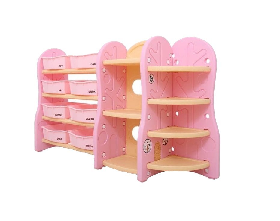 Nichiduta Organizator pentru jucarii si rechizite cu polite si 8 cutii depozitare Tree Peach Pink