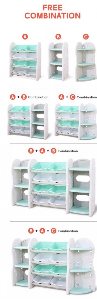 Nichiduta Organizator pentru jucarii si rechizite cu polite si 8 cutii depozitare Tree Peach Pink