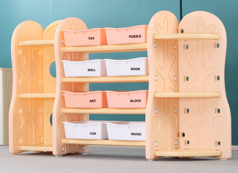 Nichiduta Organizator pentru jucarii si rechizite cu polite si 8 cutii depozitare Tree Peach Pink