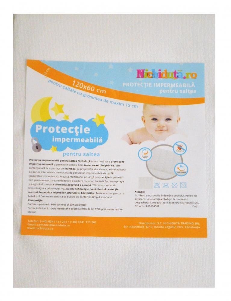 Nichiduta Pachet Saltea cu husa detasabila din microfibra Cocos Comfort + 120x60x8 cm + Protectie impermeabila