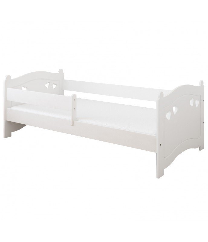 Nichiduta Pat din lemn cu protectie laterala Laura 140x80 cm Alb