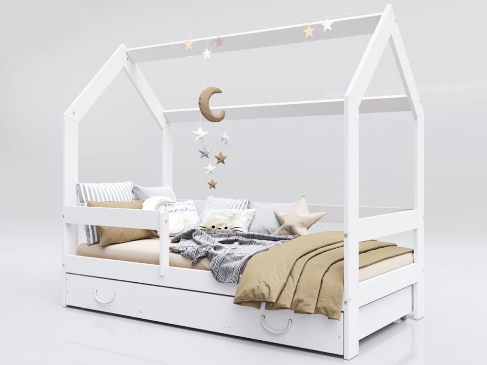 Nichiduta Pat tineret din lemn cu Sertar 160 x 80 cm tip Casuta Alba