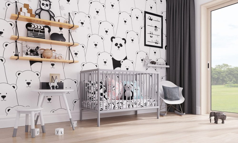 Nichiduta Patut din lemn 120x60 cm cu inaltime saltea reglabila pe 3 nivele Dominic Gri + Saltea cocos 12 cm