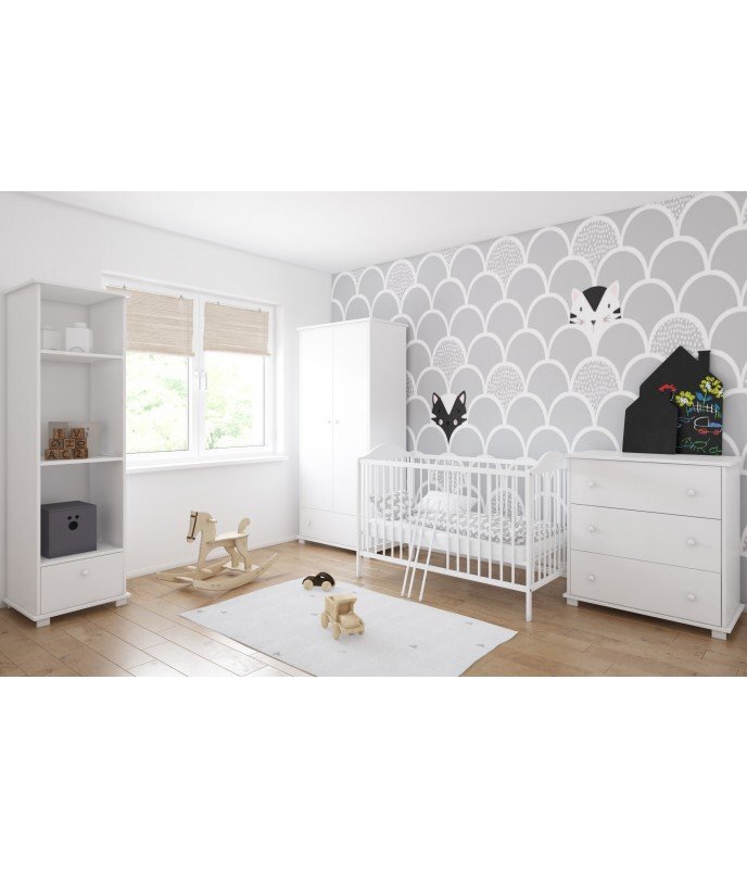 Nichiduta Patut din lemn 120x60 cm cu suport saltea reglabil Kevin III White