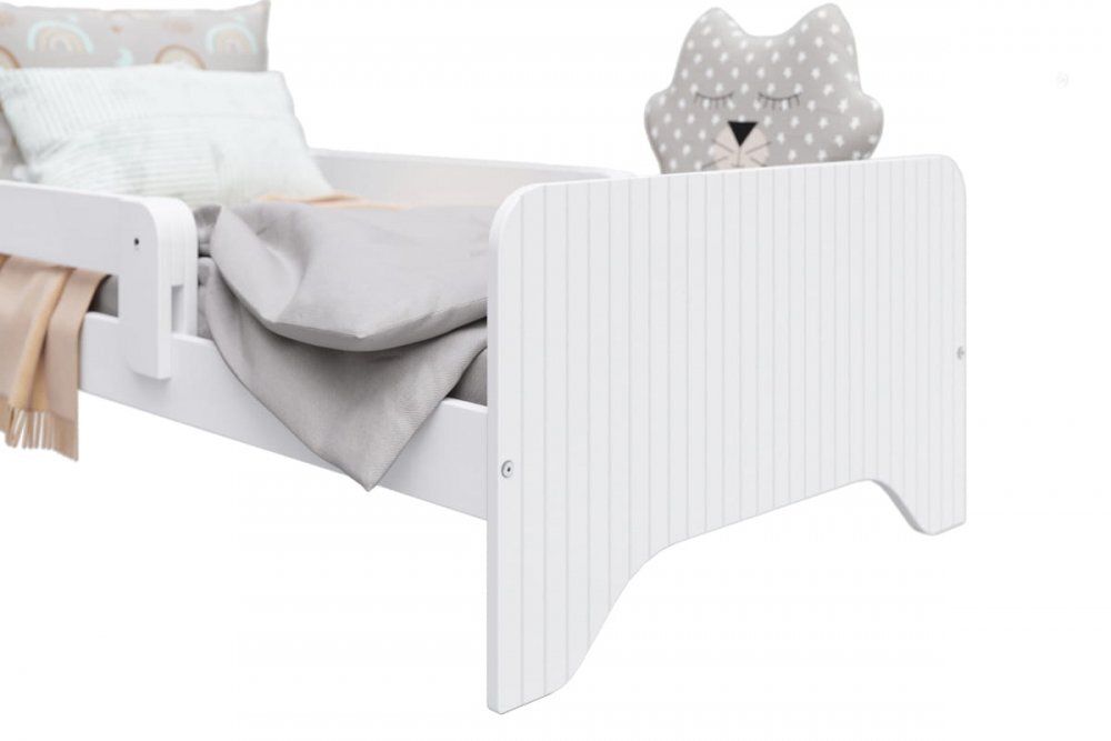 Nichiduta Patut din lemn cu 2 bariere de protectie 160x80 cm Junior Alb