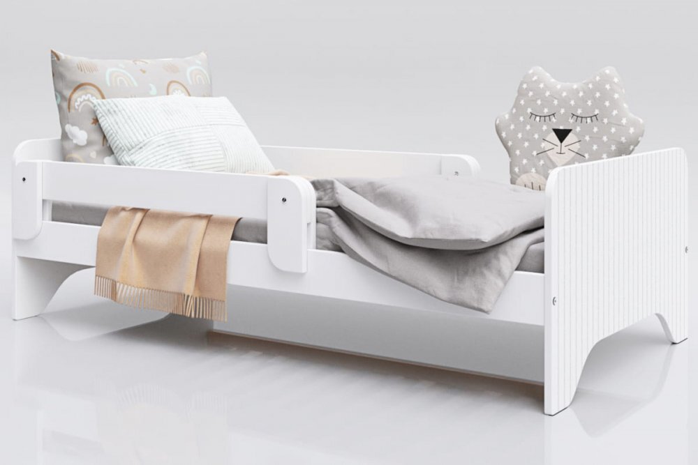 Nichiduta Patut din lemn cu 2 bariere de protectie 160x80 cm Junior Alb