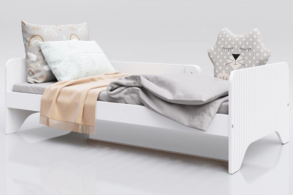 Nichiduta Patut din lemn cu 2 bariere de protectie 160x80 cm Junior Alb