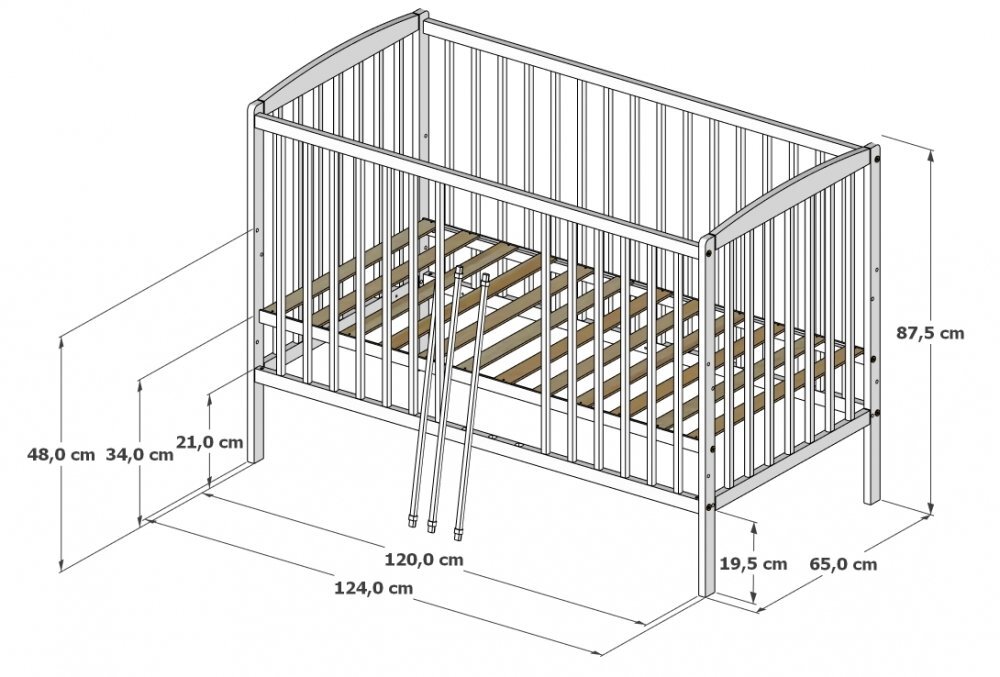 Nichiduta Patut din lemn Grace Alb 120x60 cm cu bariera inclusarecomandat pana la 4 anisomiera reglabila pe 3 nivelesistem 3 bare detasabile