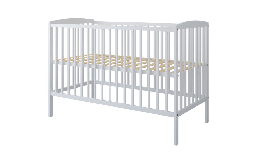Nichiduta Patut din lemn Grace Alb 120x60 cm cu bariera inclusarecomandat pana la 4 anisomiera reglabila pe 3 nivelesistem 3 bare detasabile
