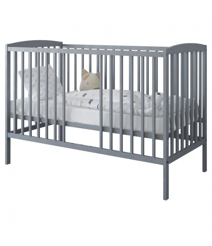 Nichiduta Patut din lemn Grace Gri 120x60 cm cu bariera inclusarecomandat pana la 4 anisomiera reglabila pe 3 nivelesistem 3 bare detasabile