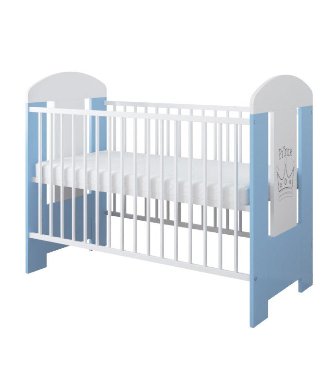 Nichiduta Patut din lemn PAL Ptilou Blue Prince cu sistem 3 bare detasabile Somiera reglabila pe 3 nivele de inaltime Vopsea sigura pe baza de apa Design modern Margini rotunjiteDimensiuni interioare 120x60cm