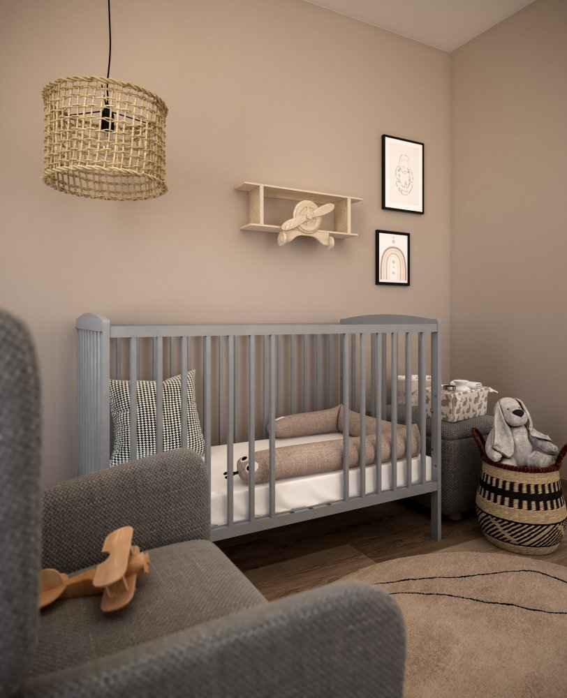 Nichiduta Patut din lemn pana la 4 ani cu somiera reglabila pe 3 nivele de inaltime 120x60 cm Grace Grey