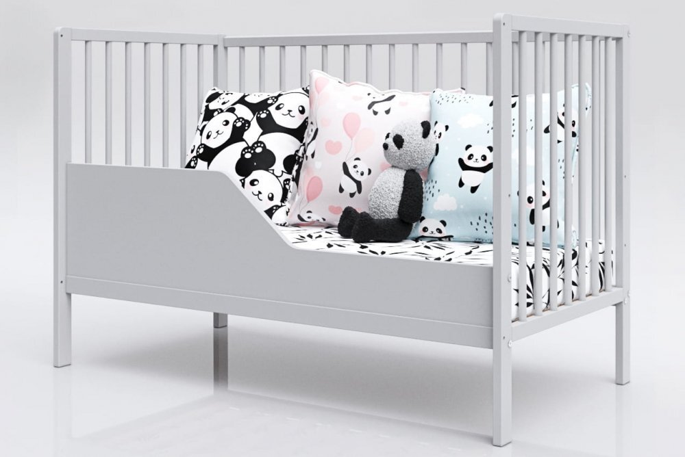 Nichiduta Patut din lemn pentru copii Dominic Gri design modern cu somiera reglabila pe 3 inaltimi distincte dimensiunea exterioara 125 x 65 cm