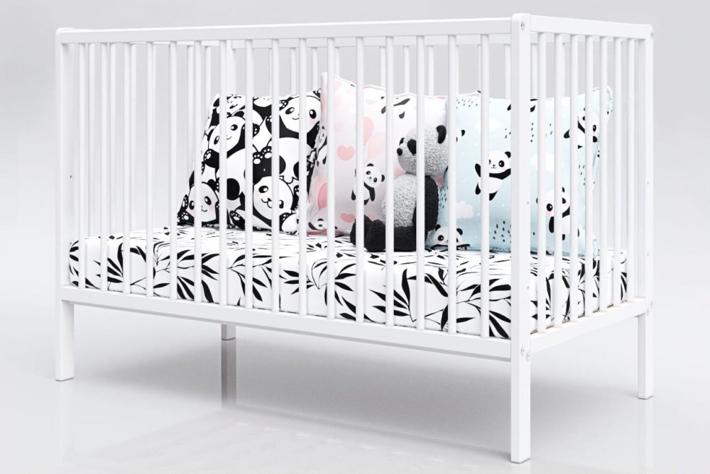 Nichiduta Patut din lemn pentru copii Dominic White design modern cu somiera reglabila pe 3 inaltimi distincte dimensiunea exterioara 125 x 65 cm